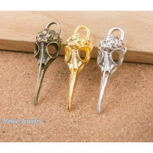 10pcs Vintage Bird Skull charm Fit earring Bracelets Necklace DIY Metal Jewelry Making D038