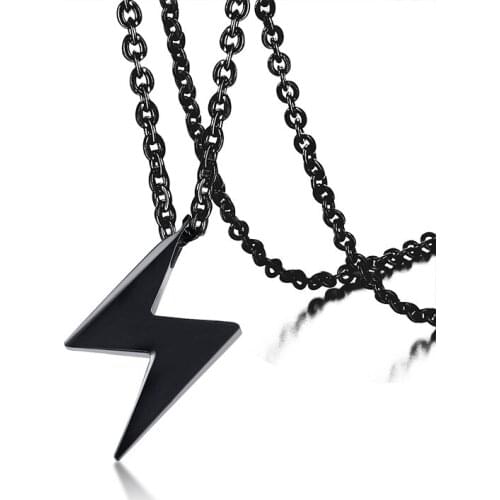 2021 Hip Hop Retro And Fashion Trendy Pendant Titanium Steel Lightning Symbol Personalized Necklace Customized For Men Wearing