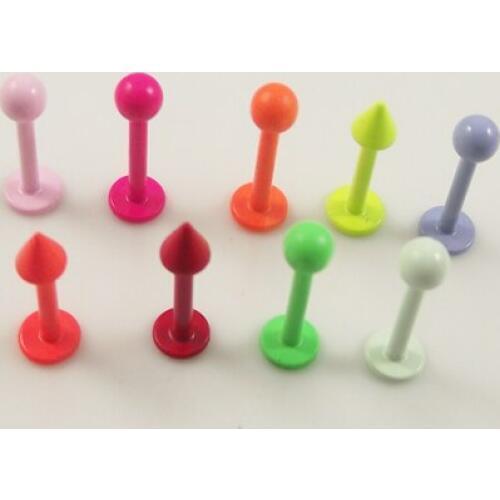 50pcs/lot 16G stainless steel Spike ball Lip ring Labret Rings candy color Tragus Earring Helix body piercing jewelry