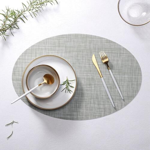 6-piece PVC Placemats Table Mats Heat Insulated Pad Oval Washable Placemats Table Decor 5 Colors 45x30cm