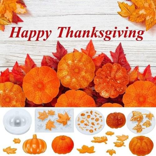 7Pcs Halloween Resin Molds Pumpkin Epoxy Mold Thanksgiving Maple Silicone Pumpkin Mold Halloween Diy Supplies Mold