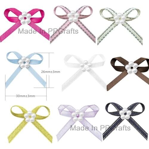 26X30MM Satin/Grosgrain Ribbon Bead Hand-Tied Bowknot For Hairbow DIY Crafts 200pcs Free Shipping