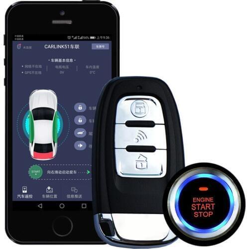 Car alarm with auto start Smart app central locking with remote start and alarm signaling Car accessories start stop button