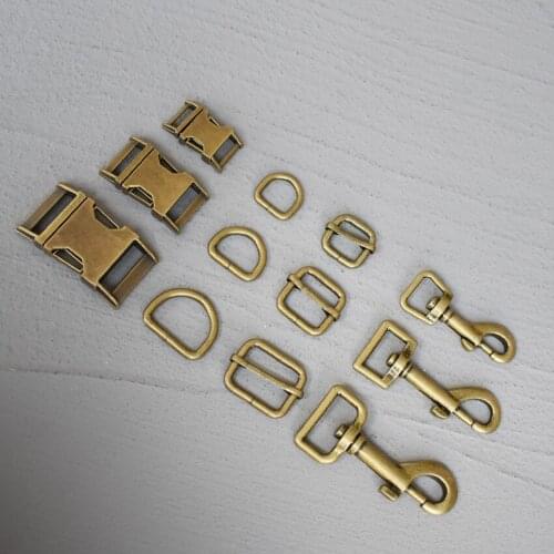 20 Sets 15/20/25mm Bronze Metal D Ring Adjuter Strap Buckle Slider Adjustment Buckle For Pet Dog Collar Handmade Accessory
