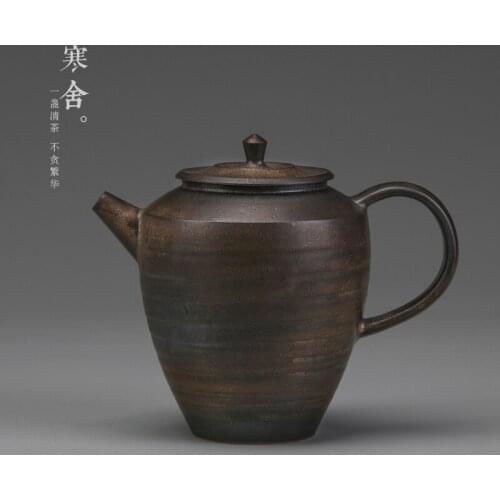 Tea pot crude pottery kongfu tea set Japanese household rust retro coarse pottery black tea Puer small teapot single pot kettle