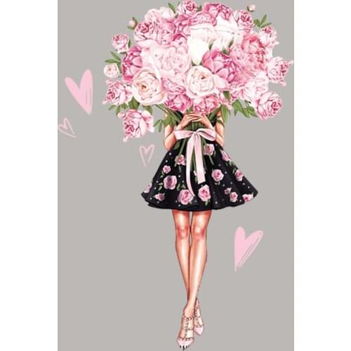 Flower Iron On Transfer Appliqued Diy Heat Transfer Fashion Vinyl Tops Applique On Clothes Over Powder Patches Happy Girl