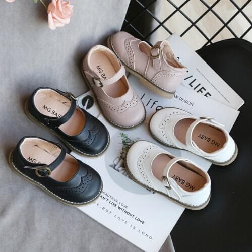 Kids leather Shoes Princess Girls School Shoes Children Leather Party Dress Flat Little Girls Shoes Baby Casual Sneaker