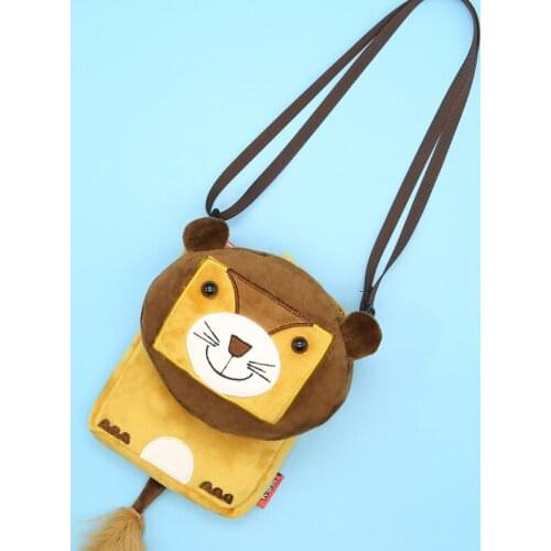 Girls Shoulder Bag Cute Kawaii Plush Lion Sling Bag Messenger Bag Kids Keys Coin Purse Lovely Princess Mini Handbag