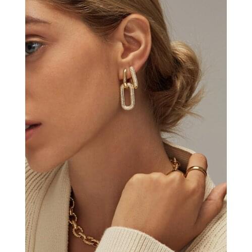 Geometric Rectangle Dangle Drop Women Earring Gold Color Simple Classic Fashion Female Jewelry