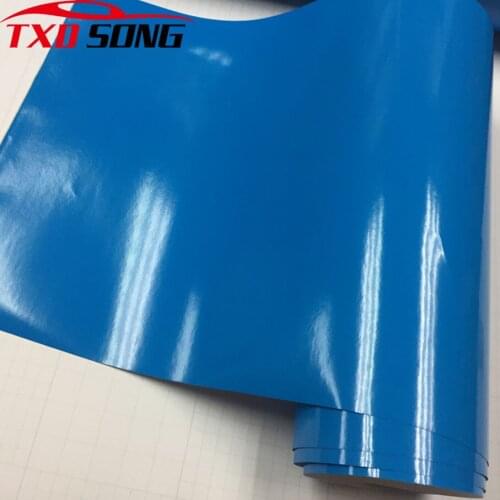 10/20/30/40/50x152CM Premium Gloss Vinyl Wrap Film Glossy Sky blue Car Sticker Wrapping with Air Release Bubbles Free