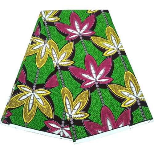 African Wax Dye Printed Cotton Fabric 100%Soft Breathable Ankara Nigerian Style Party Dress Material For Sewing 6 Yards LB- 4-60