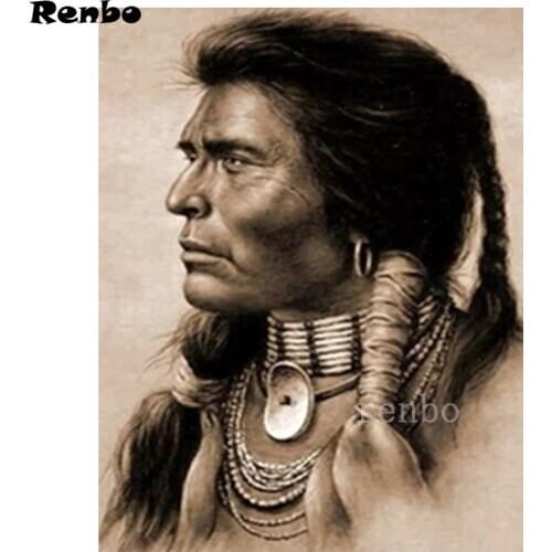 Full Drill Square Circular 5D Diamond Painting Embroidery Indian Warrior Avatar DIY Diamond Mosaic Cross Stitch Kit Home Decor