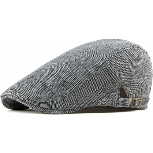 2021 Cotton Spring Summer fashion joker plaid Newsboy Caps Flat Peaked Cap Men and Women Painter Beret Hats 56