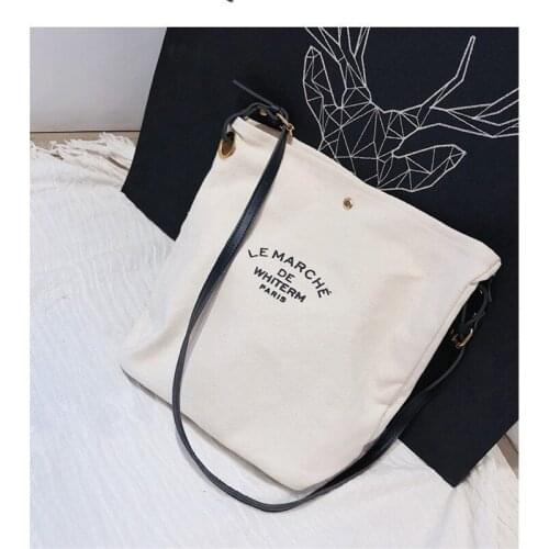 Korean Canvas Shoulder Bag Zipper Luxury Women Bags Designer Women Messenger Bag Female Simple Handbag Letter Printing tote