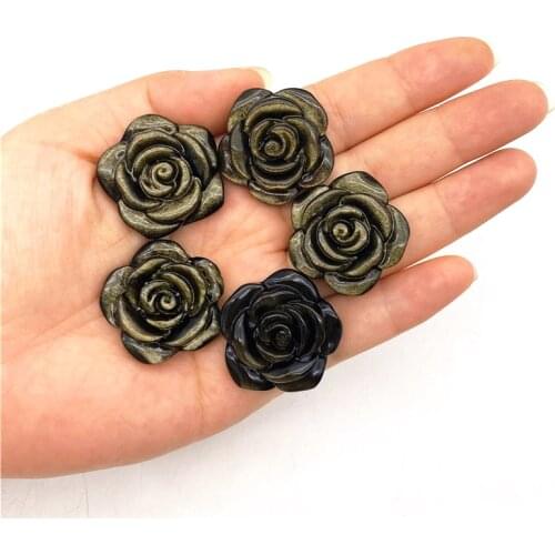 Beautiful 1 Piece Natural Golden Silver Obsidian Flower Rose Shaped Crystal Stones Healing Home Decor Natural Quartz Crystals