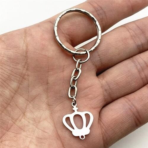 Metal STEEL keychain Bag Decorate Pendant Gift for Little princess Crown Ring Keyrings 3pcs/lot diy Crown charm jewelry