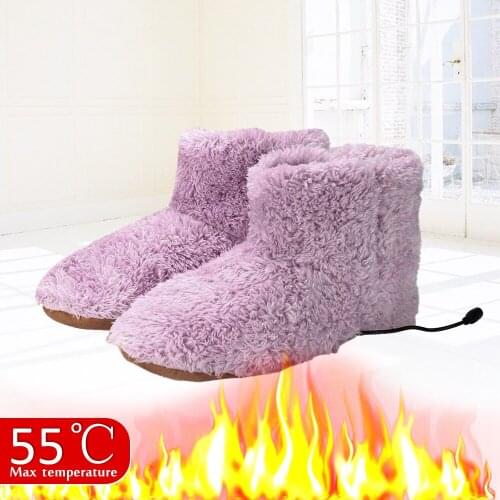 Electric Heated Shoes Washable Comfortable Plush Foot Warmer Shoes Winter Warm Snow Boots Gift For Woman Man Usb Charging