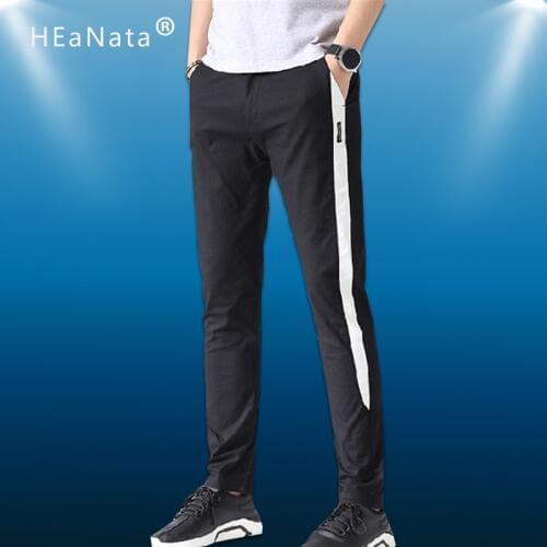 M-7XL Mens Comfortable Running Pants Basketball Training Pants Stripe Skinny Sweatpants Soccer Fitness Pants Trousers