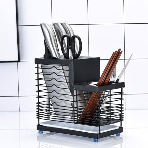 Stainless Steel Hollow Out Knife Holder Kitchen Knives Storage Multifunctional Dinnerware Organizer Kitchen Tools Accessories