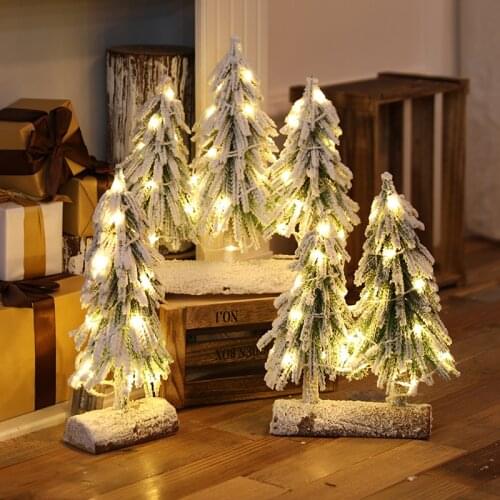 Christmas decoration scene atmosphere layout mini white luminous Christmas tree home desktop decoration small Christmas tree