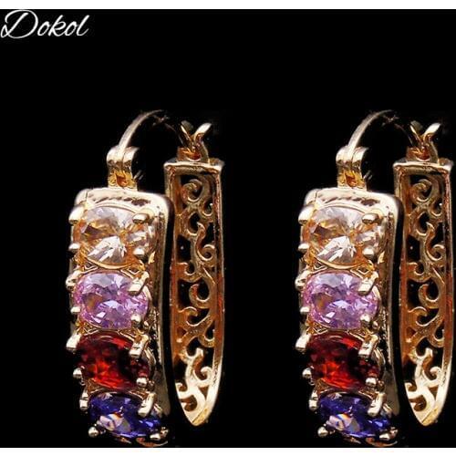 DOKOL New AAA+ Cubic Zirconia Hoop Earring Top Quality Gold Color Earrings for Women Party Gift boucle d'oreille DKE0034