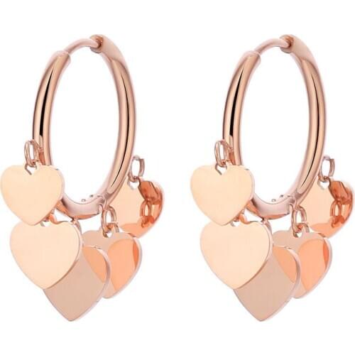 New Stainless Steel Heart Star Queen Music Notes Hoop Earrings For Women Rose Gold Simple Dangle Earring Fashion Girls Jewelry