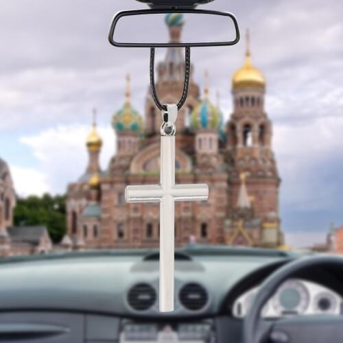 New Car Pendant Metal Cross Jesus Christian Religious Car Rearview Mirror Ornaments Decoration Hanging Auto Car Accessories