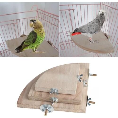 Pet Parrot Wood Platform Stand Rack Toy Hamster Perches For Bird Cage New P15D
