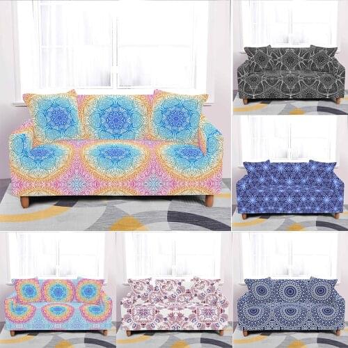 Mandala Slip-Resistant Sofa Covers Slipcovers Elastic Stretch Bohemia Living Room Couch Armchair
