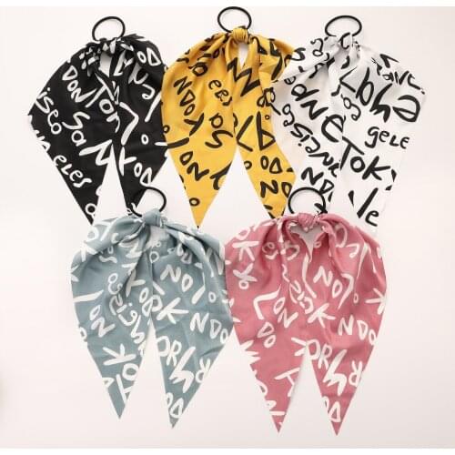 Hair Bows Women New Letter Satin Ring Hair Bands Elastic Bands for Hair Girls Bobbles Rubber Band Ties Ribbon Hair Accessories