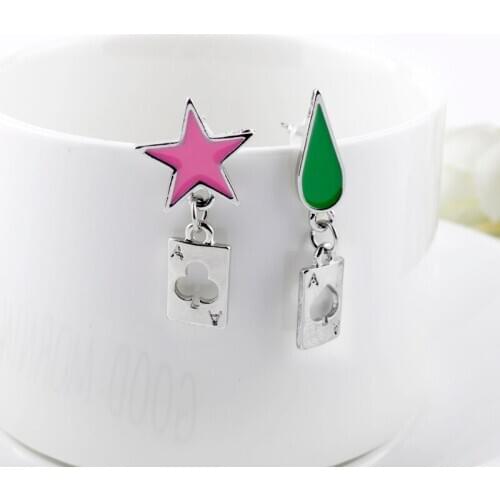 Trendy Anime HUNTER x HUNTER Hisoka Star Teardrop Poker Earrings Eardrop Dangler For Women Men Girls Fans Cosplay Jewelry Gift