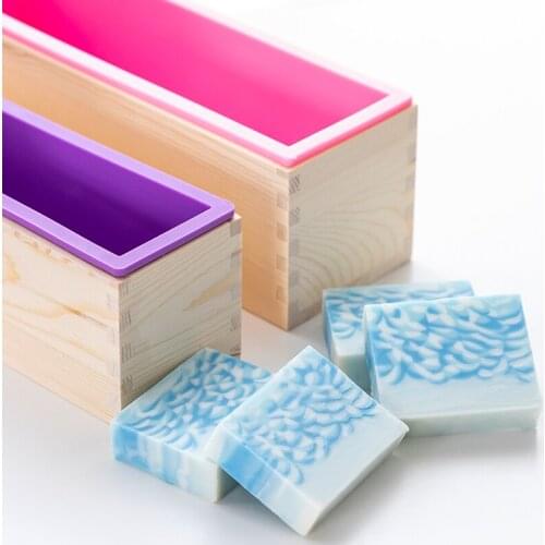 2200ML Large Capacity Silicone Soap Making Mold With Wooden Box Handmad Craft Soap Mold Toast Cake Loaf Mold Baking Kitchen Tool