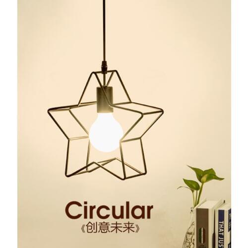 Modern minimalist design star iron art pendant lights European retro E27 LED single lamp for parlor vestibule cafe porch TM027