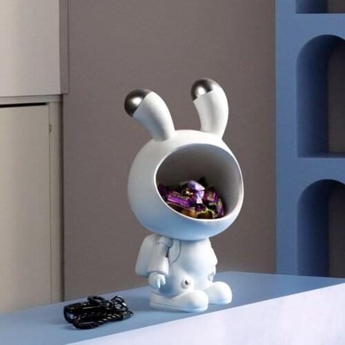 Big Mouth Space Rabbit Statue Storage Nordic Creative Fruit Snacks Candy Porch Key Storage Ornaments Home Living Room Decoration