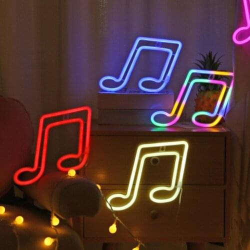 LED Neon Sign Musical Note Shape Decorative Show Hanging Signs for Bedroom Room Party Home Bar Decor Night Light USB Powered
