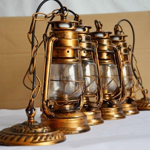 Europe Retro Classic Kerosene Antique Bronze Color Lantern Emergency Lamp Outdoor Camping Lamp Paraffin Lamp E27 Lamp Base Light