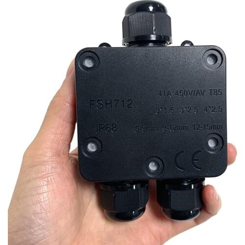 3 Way Waterproof Junction Box IP68 4/5/6pin 4-14mm Electrical Cable Wire Connectors 24A 450V External Electrical Junction Box