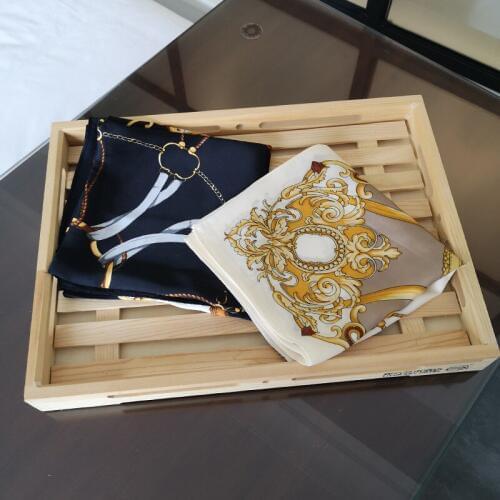 2020 70x70 INS black gold Multipurpose women Silk twill scarf Satin square tie Hairband ladies foulard femme towel bufanda shawl