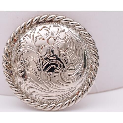 1-1/2" 10X BLING Silver HEAVEY WESTERN Rose FLOWER Engraved LEATHERCRAFT SADDLES BRIDLE BELT CONCHOS SCREW BACK