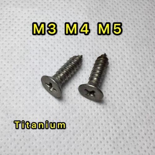 10PCS M3 M4 M5 Titanium self-tapping Phillips Flat Screw GB845 Pure titaniums Countersunk head cross screws TA2
