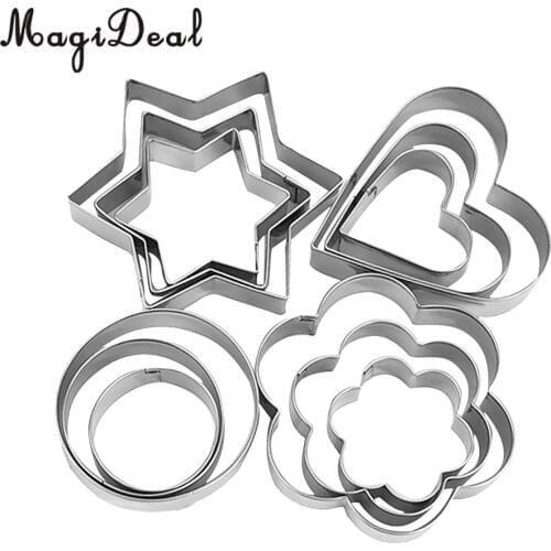 12 pieces Buscuit Cookie Cake Jelly Metal Cutter Tin Mould Baking DIY Tool