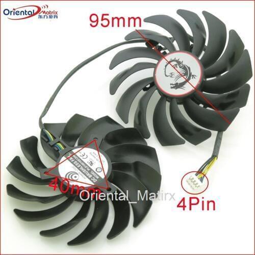 2pcs/lot PLD10010S12HH 12V 0.40A 95mm VGA Fan For MSI GTX1080TI GTX1080 1070 1060 1050TI RX470 RX480 RX570 RX580 GPU Cooling Fan