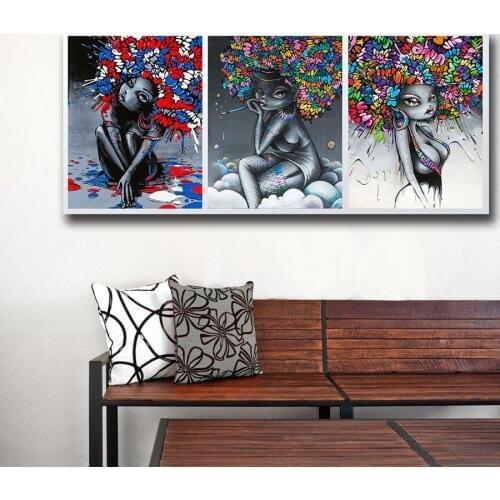 3 pcs round diamond embroidery African girl diamond painting cross stitch 5D square by hand 3d picture rhinestones home decor