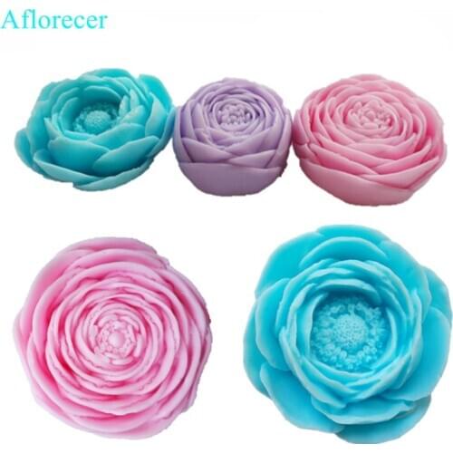 3kinds Flower Shape Soap Mold Rose Flower soap mold peony flower Silicone Mold