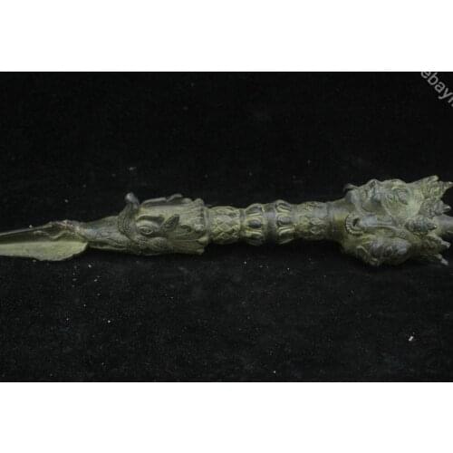 36cm Collect Chinese Old Pure Bronze Handmade dagger weapon Fa Qi Sculpture