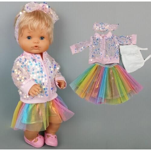 38cm baby doll clothes set pink coat for 40cm Nenuco Ropa y su Hermanita doll jacket skirt toys wears