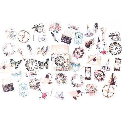46 Pcs Vintage Paper Handmade Photos Decor Stickers Travel Theme Butterfly Album Stickers for Decor Scrapbook Photo Album