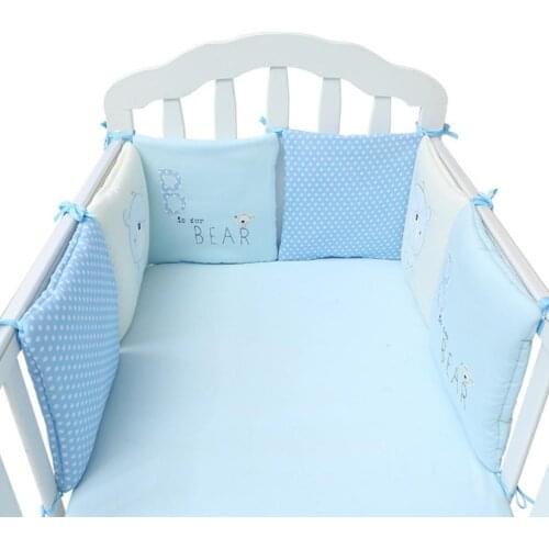 6Pcs/Set Baby Bed Protector Crib Bumper Pads Baby Bed Bumper Kids Safety Bed around Cotton Blend Baby Bed Anti-collision Bumper