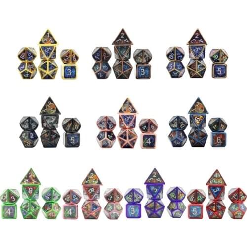 7pcs Deluxe Metal Dice Polyhedral Board Game Dice Set for Friends Party RPG MTG D4 D6 D8 D10 D12 D20