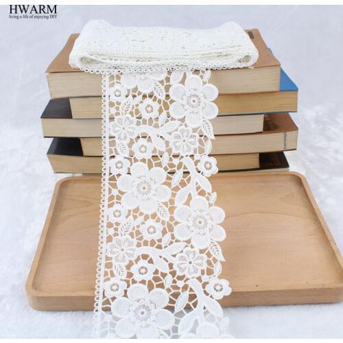 African lace fabric ribbon wedding decoration trim DIY 2yard New water-soluble hollow milk curtain lace white lace mesh embroide